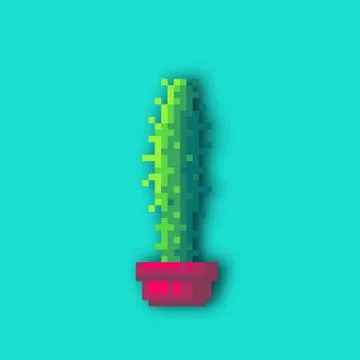 Pixel art cactus. Stock Illustration