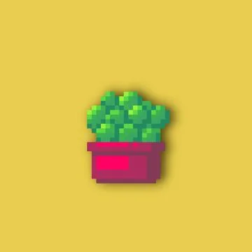 Pixel art cactus. Stock Illustration