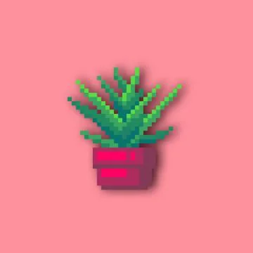 Pixel art cactus. Stock Illustration