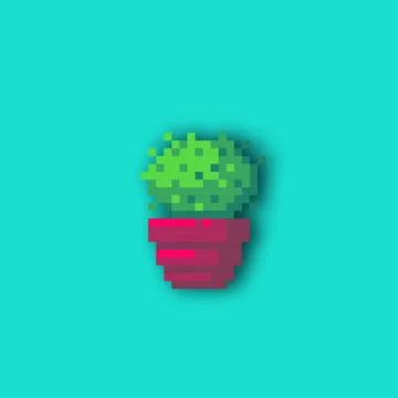Pixel art cactus. 스톡 일러스트
