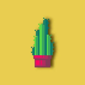 Pixel art cactus. Stock Illustration