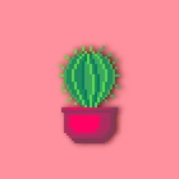 Pixel art cactus. Stock Illustration