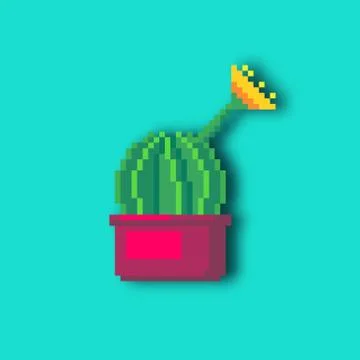 Pixel art cactus. Stock Illustration