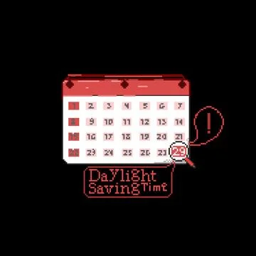 Pixel art of calendar daylight saving time Illustrazione stock