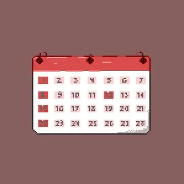 Pixel art of calendar Illustrazione stock