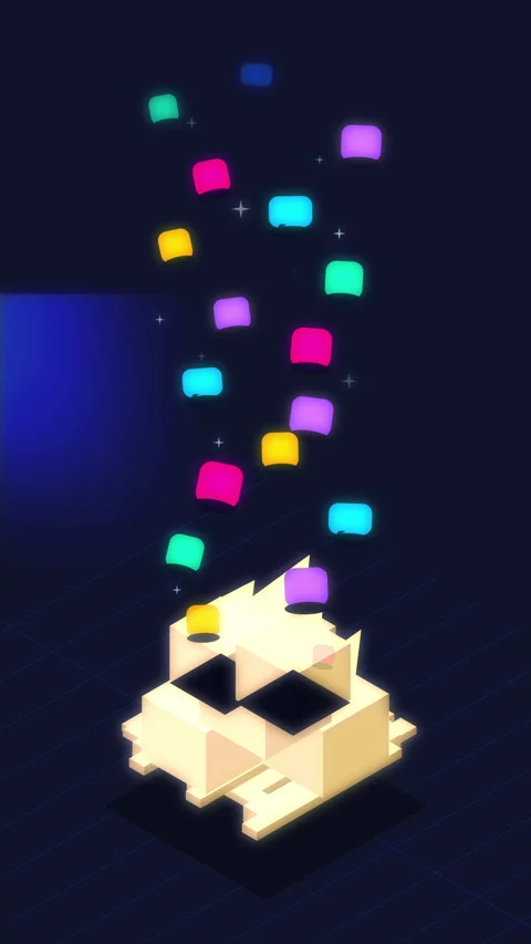 Pixel art campfire animation with glowing sparks floating upward Stock Footage 346545436