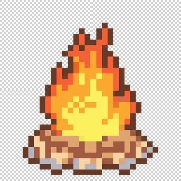 Pixel art campfire Stock Illustration