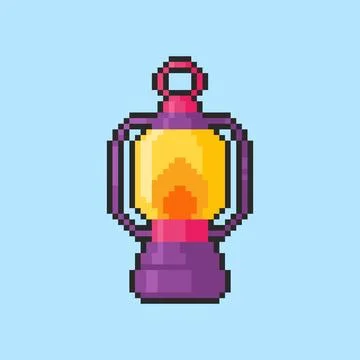 Pixel art Camping Lantern game asset design Stock Illustration