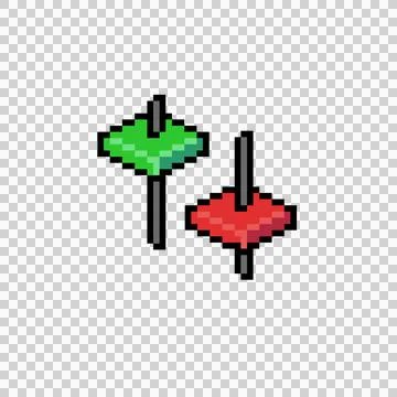 Pixel Art Candlestick Chart Icons.Red and Green Isometric Bars Stock Illustration