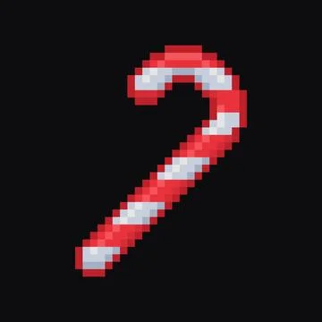 Pixel art candy cane. Pixel design embroidery. Vector illustration isolated on a Stock Illustration
