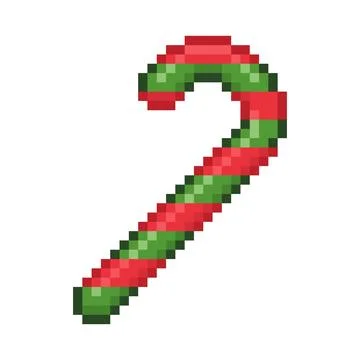 Pixel art candy cane. Pixel design embroidery isolated on a white background. Illustrazione stock