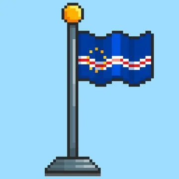 Pixel art Cape Verde Flag game asset design Stock Illustration