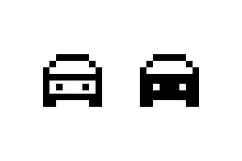 Pixel Art Car. Vector icon. Stock Illustration