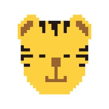 Pixel art cat head. Vector 8 bit game animal character isolated on white back Illustrazione stock