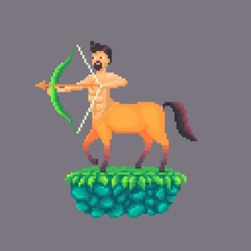 Pixel art centaur with a bow. Stock Illustration