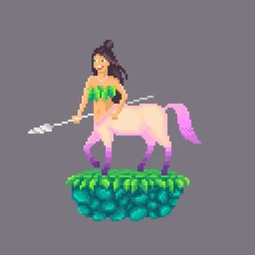 Pixel art centaur with spear. Stock Illustration