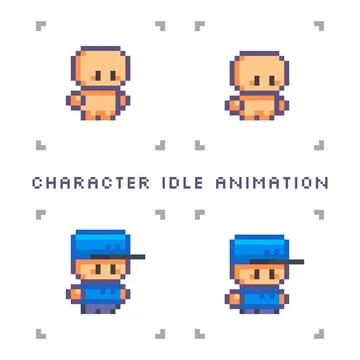 Pixel art character for the game. Sprite idle animation for 2d games Stock Illustration