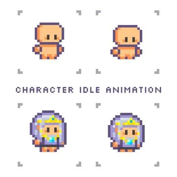Pixel art character for the game. Sprite idle animation for 2d games Stock Illustration
