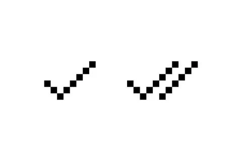 Pixel Art Checkmark. Vector icon. Stock Illustration