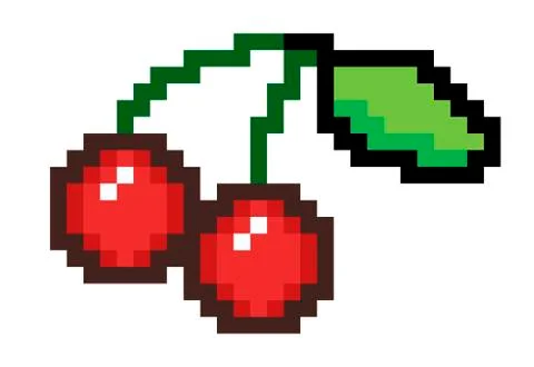 Pixel art cherries Stock Illustration
