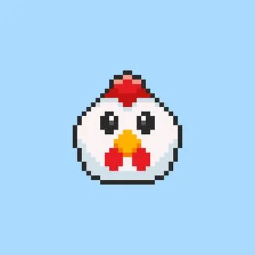 Pixel art Chicken Head game asset design Stockillustratie