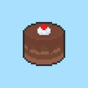 Pixel art Chocolate Cake game asset design Stock Illustration
