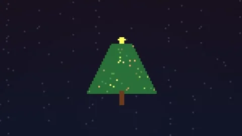Pixel art of a Christmas tree with decorations and a star Stock Footage 339088989