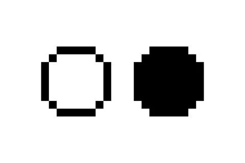Pixel Art Circle and Filled Circle. Vector icon. Stock Illustration