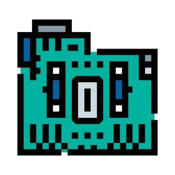 Pixel art circuit board representing technology components Illustrazione stock