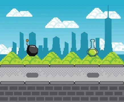 Pixel art cityscape Ilustración de archivo