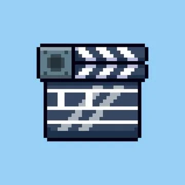 Pixel art Clapper board game asset design Stock Illustration