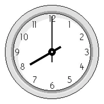 Pixel Art Clock at Eight OClock - Vector Illustration Stock-Illustration
