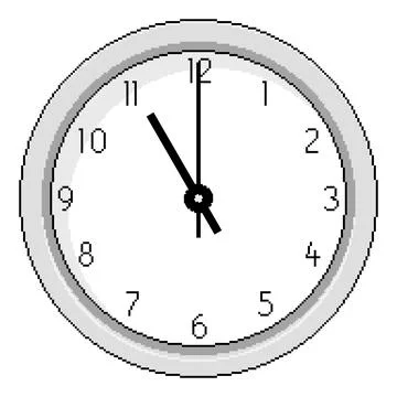 Pixel Art Clock at Eleven OClock - Vector Illustration Stock Illustration