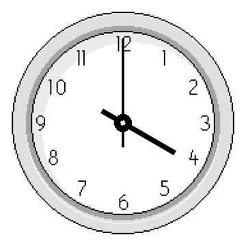 Pixel Art Clock at Four OClock - Vector Illustration Illustrazione stock