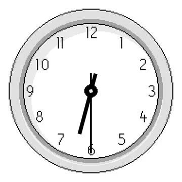 Pixel Art Clock at Half Past Six - Vector Illustration Stock Illustration