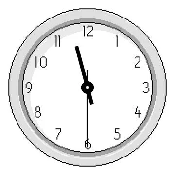 Pixel Art Clock at Half Past Eleven - Vector Illustration Stock-Illustration