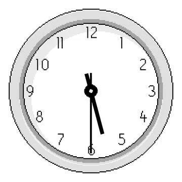 Pixel Art Clock at Half Past Five - Vector Illustration Stock Illustration