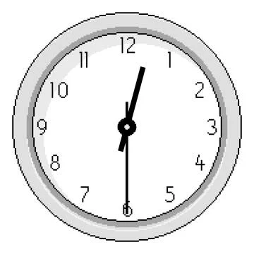 Pixel Art Clock at Half Past Twelve - Vector Illustration Illustrazione stock