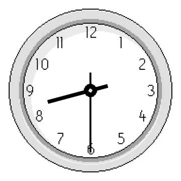 Pixel Art Clock at Half Past Eight - Vector Illustration Illustrazione stock