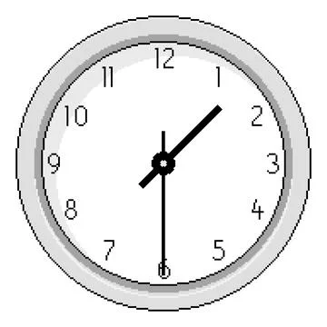 Pixel Art Clock at Half Past One - Vector Illustration Illustrazione stock
