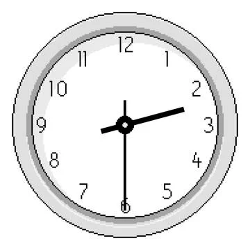 Pixel Art Clock at Half Past Two - Vector Illustration Stock Illustration