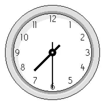 Pixel Art Clock at Half Past Seven - Vector Illustration Stock Illustration