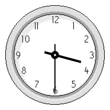 Pixel Art Clock at Half Past Three - Vector Illustration Illustrazione stock