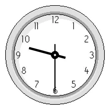 Pixel Art Clock at Half Past Nine - Vector Illustration Stock-Illustration