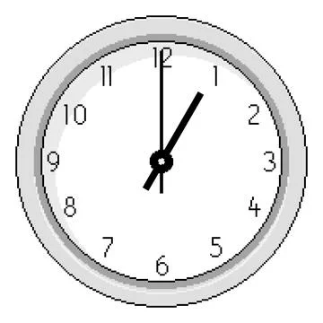 Pixel Art Clock at One OClock - Vector Illustration 库存插图