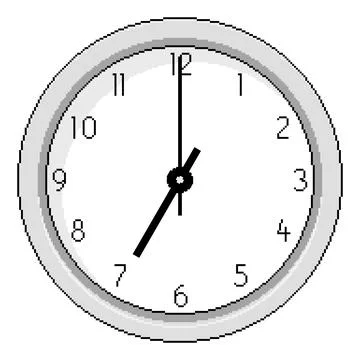 Pixel Art Clock at Seven O'Clock - Vector Illustration イラスト素材