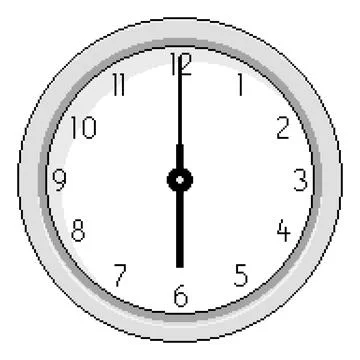 Pixel Art Clock at Six OClock - Vector Illustration Illustrazione stock
