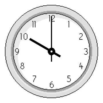 Pixel Art Clock at Ten OClock - Vector Illustration Stock Illustration