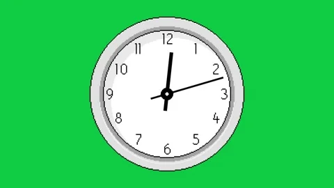 Pixel Art Clock Time Lapse from 12 to 12:30. Half Hour Progress on Green Screen. Stock Footage 317693095