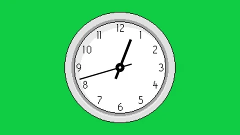 Pixel Art Clock Time Lapse from 12:30 to 1 OClock. Thirty Minutes to Hour. Green Stock Footage 317813517